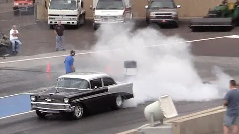 1956 Chevy Bel Air vs Built Cobra Drag Race