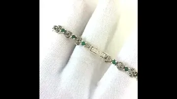 Vintage Jewelry Sterling Silver Watch For Women With Marcasite & Emerald