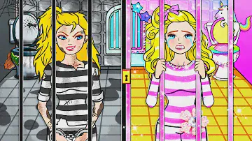Barbie Dolls Dress Up - Pink and Black Barbie in Jail 😇 Good Girl VS Bad Girl 😈 | WOA Doll Channel
