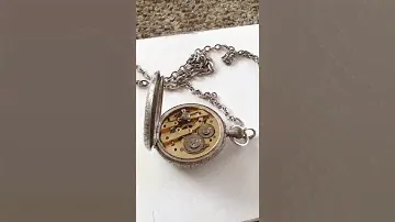 Ladies sterling silver Swiss pocket watch with chain