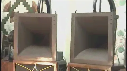 Replica of Western Electric 555 drivers and wood horns by Angel's Western Sound